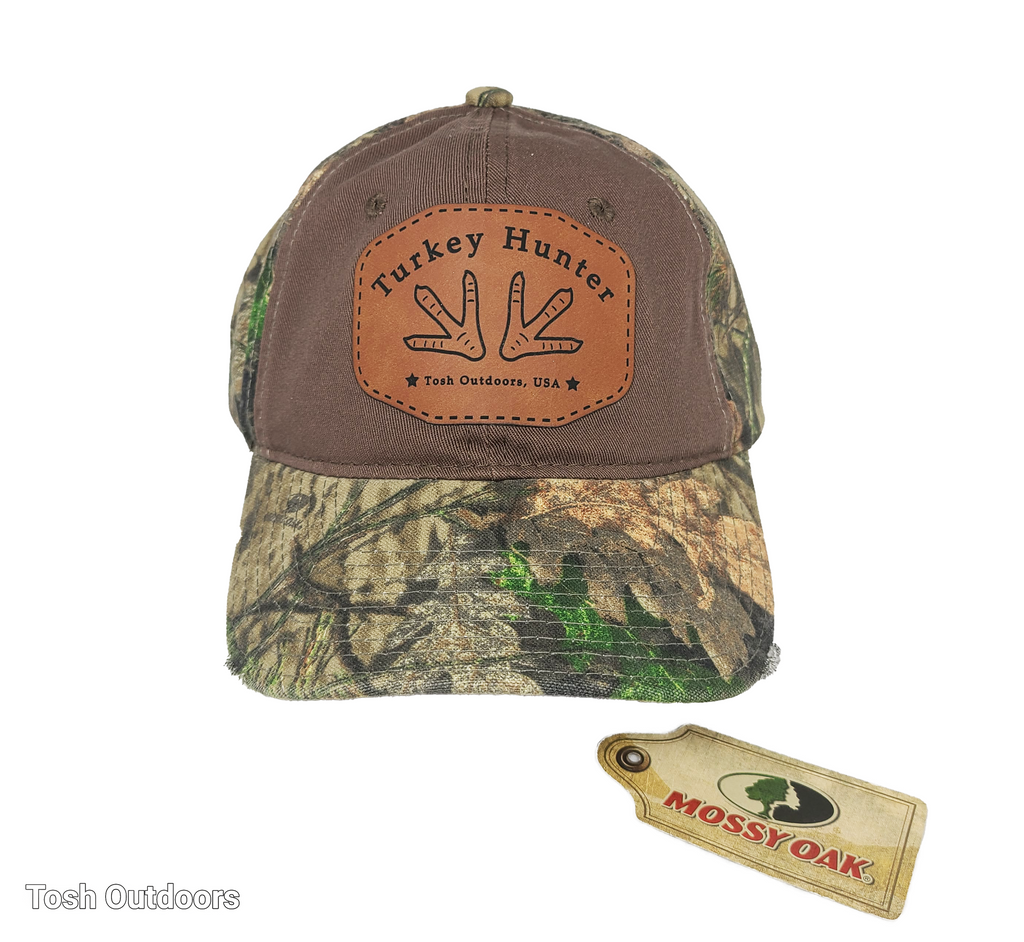 Tosh Outdoors - Turkey Hunter Cap - Mossy Oak with Leather Patch