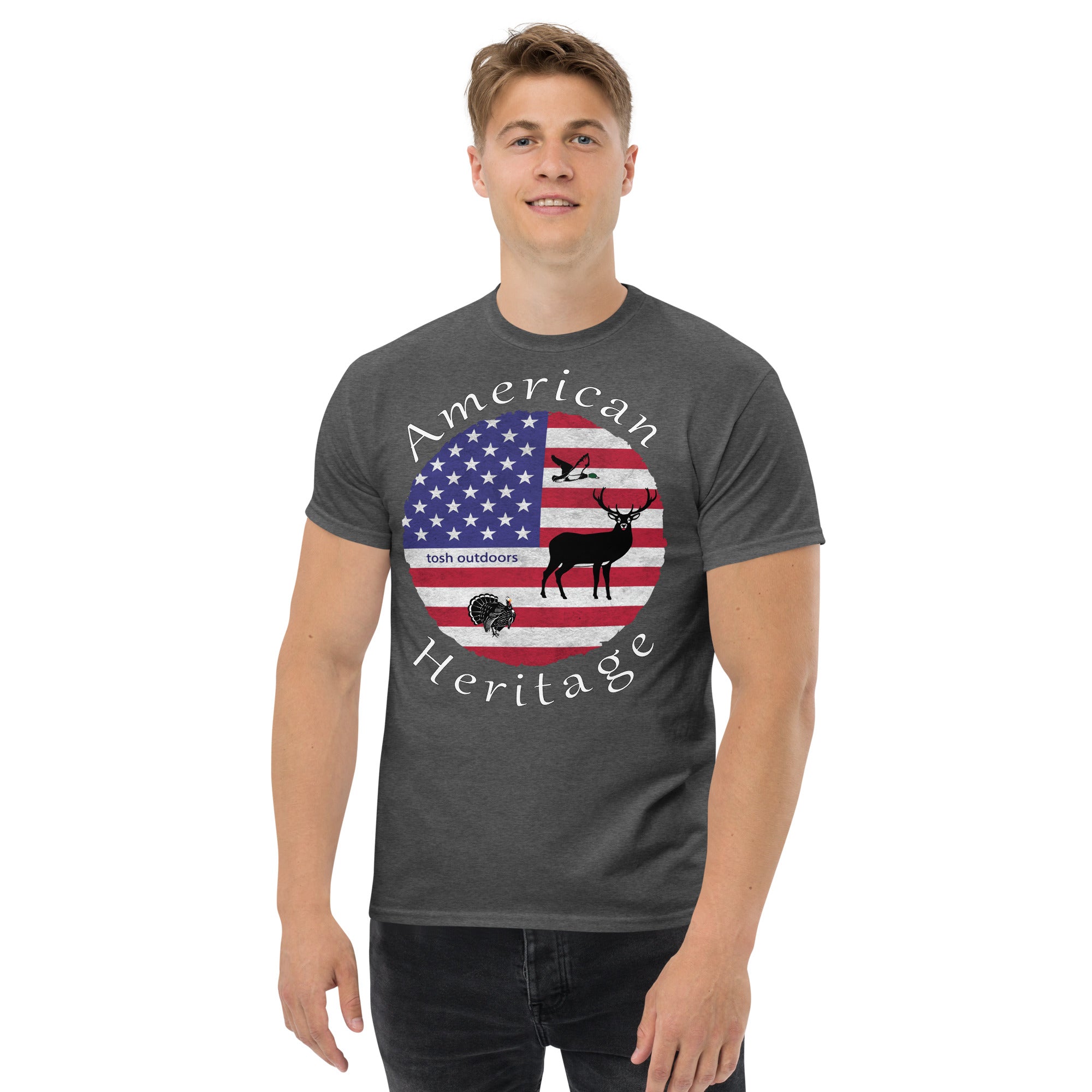 Tosh Outdoors American Heritage Tee in color Dark Heather